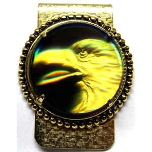 3D Eagle Hologram Money Clip Card Holder Wallet Gold Men Accessory